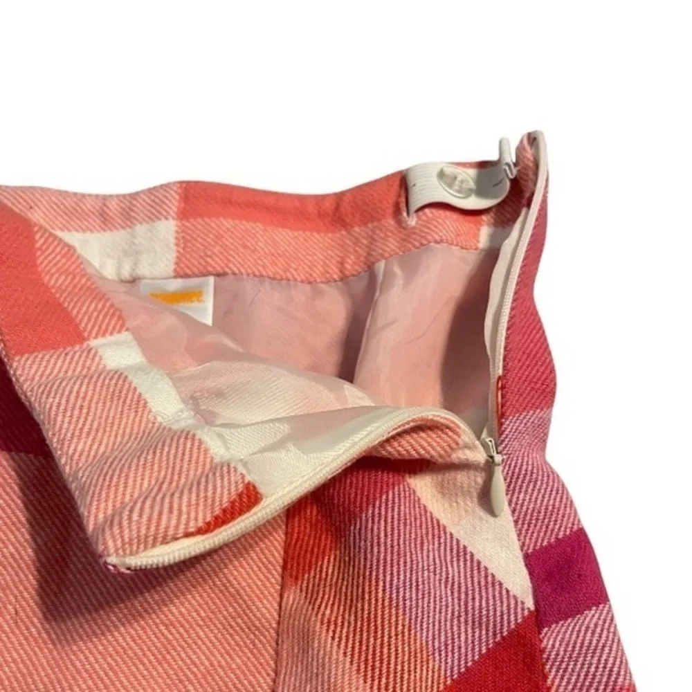 Gymboree girl’s 4 pink/white plaid 100% cotton lined side zipper A‎ line skirt